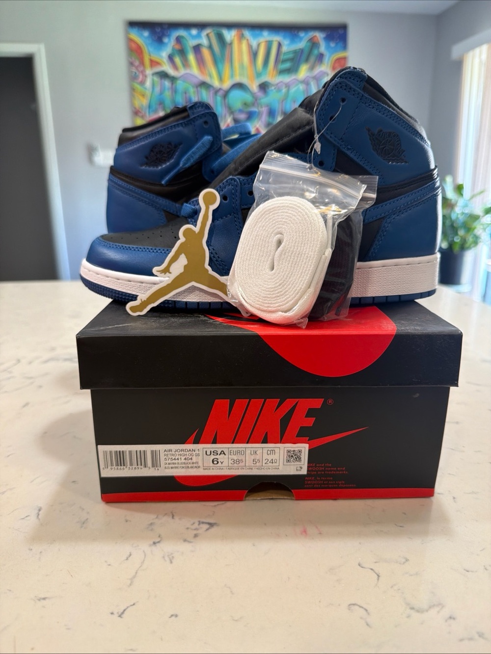 Nike Air Jordan 1 High Retro OG Dark Marina Blue 575441-404 Sz w7.5 M6 kids 6Y